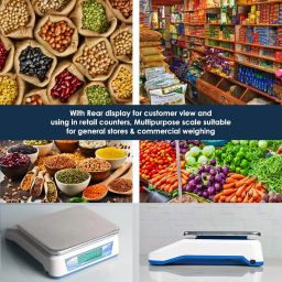 GVC High Accuracy 30Kg Counter Rechargeable Weight Machine with Stainless Steel Top with 2 Days Battery Backup - Upto 1 Year Warranty for Shop, Market, Home, Resturant, Kitchen Weighing Scale image 4