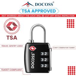 docoss DOCOSS-Set of 2-202 TSA Locks for Luggage, Number Lock for Bag Small Locks for Luggage TSA Lock Combination Password Locks for Travel (Black,Silver) image 1