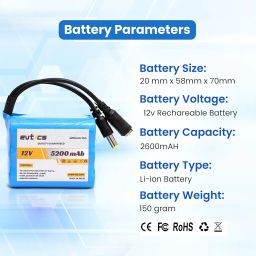 Evtics® 12V Li-ion Battery Pack 5200mAh 3S 18650 Rechargeable Lithium-ion Battery (11.1V–12.6V) for Power Banks IoT Devices Bluetooth Speakers Robotics & Industrial Applications (5200mAh) image 5