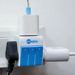 SKADIOO Universal Charger Adapter 5A - 250V | 2 Years Warranty, 3-in-1 | Adapter Charger, Universal Travel Adapter All in One, Multi Plug Adapter, Individual Switch and Fuse Protected (White, Blue) image 2