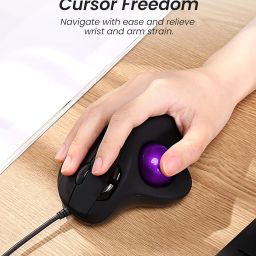 Nulea M509 Trackball Mouse Wired, Ergonomic Design, Easy Thumb Control, Precise & Smooth Tracking, 2-in-1 Interface (Type A &Type C), Compatible for PC, Laptop, Mac, Windows(Purple) image 1