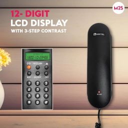 Beetel Newly launched M25 Ultra Compact Caller ID Slim Line Landline,Numeric Display, Desk/Wall Mounted,12 Digit LCD,FSK/DTMF Compatible,Ringer Volume Control,LED Indication (Black M25) image 3