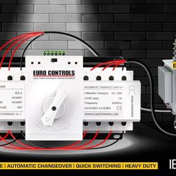 EuroControls Euro ATS Automatic transfer switch dual source Centre Knob Fast switching with control signal terminals and automatic Motorized changeover (63 A 4 POLE) image 3