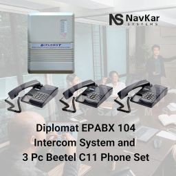 Navkar Systems Diplomat EPABX 104 Intercom System and 3 Beetel Phone Set image 3