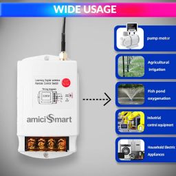 amiciSmart Wireless Remote Controlled Electrical Switch, 220V On/Off Switch with 1km Range for Tubewell, Pump, Motors, etc (3.5kW), White image 2