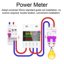 Echocart WiFi Version Intelligent 2P Electricity Power Monitor DIN-Rail Mounting Multi-Energy Alternating Current Meter 2.4 inch LCD Color Screen Mobilephone APP Remote Controlling Device image 3