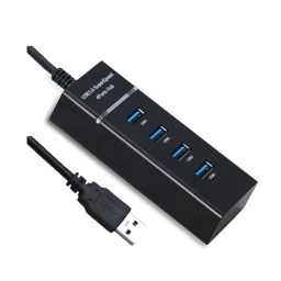 ZAUKY USB 3.0 Hub, 4-Port USB Expander with LED Indicators, SuperSpeed Data Hub, Compatible with PC/Laptop/PS4/Mobile Devices, Black image 3