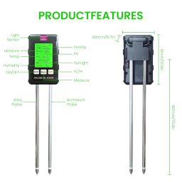 Serplex® 6 in 1 Professional Soil Meter for PH/Moisture/Temp/Sunlight Intensity/Conductivity/Humidity, Soil Testing Probe Sensor Analyzer Detector for Lawn Farm Gardening Tool (Battery Not Included) image 2