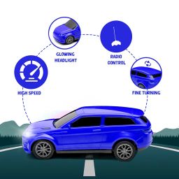 Gooyo GY-338CH Rechargeable Remote Control Car Toy | Blue Color, Power Source: Lithium Rechargeable Battery for Car (Included) & 2xAA Battery for Remote Controller (Not Included) image 3