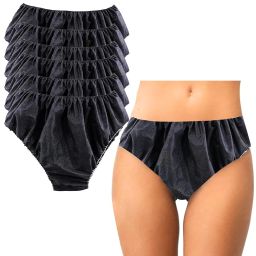ear lobe & accessories Use & Throw Elastic Panties for Spas/Saloons for Women/Girls | Non-Woven, Free-Size, Black - Set of 6 image 1