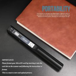 WQV A4 Document Scanner - Portable Photo Scanner with 16GB Memory Card, USB Connection for Computer, Black, LNKH09 image 1