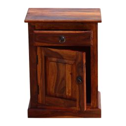 Laxmi Handicraft Simpla Bedside Table with Single Drawer and Single Wooden Door in Natural Honey Oak Color with Glossy Finished image 5