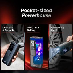 Qubo Smart Tyre Inflator Max from Hero Group | Battery & Car 12V Port Dual Mode | 5200 Mah | Super Fast Inflation | 150 Psi | Digital Display | 5 Air Fill Modes | Multiple Nozzles | Auto Cut-Off | image 4