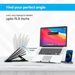 Portronics My Buddy Hexa 22 Laptop Stand with 360° Rotation Base, Mobile Stand, 7 Adjustable Heights, Air Ventilation, Portable & Foldable Design for Upto 15.6 Inches Laptops & MacBook (Black) image 2