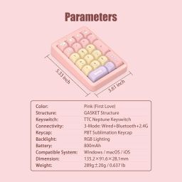 FOPATO S21 Number Pad, 21 Keys Hot Swappable Numpad, 3-Mode Bluetooth Wireless Numeric Keypad, Gasket Structure Mechanical Keyboard with RGB Linear Switch PBT Keycap for PC Laptop Notebook image 3