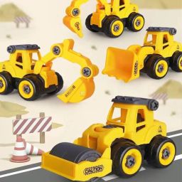 Storio Mechanical DIY Construction Engineering Car Toy Set of 4 | Kids STEM Sand Toys for Toddlers Age 3-5, Building Sandbox Toys Truck, Birthday Gifts for Boys 2 3 4 5 6 Year Old - Set of 4 image 1