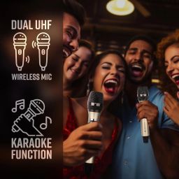 ZEBRONICS Mytho Plus Trolley Party DJ Speaker, 660 Watts, Supports Bluetooth, USB, mSD, AUX, Dual UHF Wireless MIC, Karaoke & Recording Function, Detachable Satellite image 4