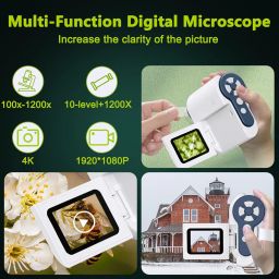 Digital Microscope, 2'' LCD Screen Microscope for Kids and Adults，1200X with 6 Adjustable LED Lights, 32GB SD Card,Photo and Video image 1