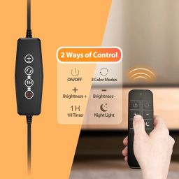 iFalarila 61 LED Desk Lamp with Night Light, 1 Hour Timer, USB Charger, 5M Remote Control for Book/Work/Bed/Table image 1