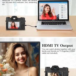 Digital Camera for Photography, 4K 56MP Vlogging Camera for YouTube with WiFi, 3-inch 180-degree Flip Screen, 16X Digital Zoom, 52mm Wide Angle & Macro Lens, 32GB TF Card and 2 Batteries image 4