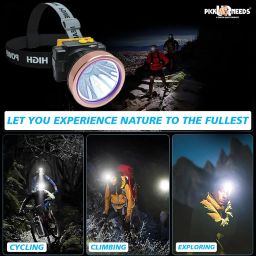 Pick Ur Needs 200W Laser Rechargeable Headlamp with Straps 3600 mAh Lithium Battery Type C Charging Support with Battery Power Indicator Headlamp for Camping/Outdoor Usage (Copper) image 5