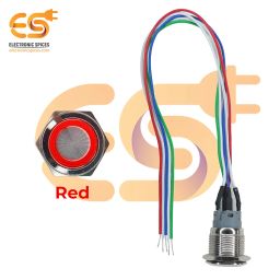 Electronic Spices 19mm 220V Ring Light Push Button Horn Type Metal Switch Attached wire with Red Indicator image 1