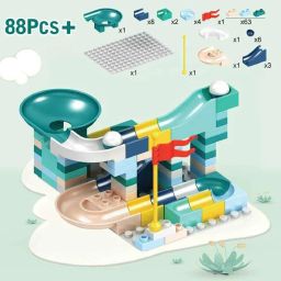 SHAKTISM Sliding Marble Run Track Building Blocks, Funnel Slide DIY Sets, Brain Development Variable Assembly Educational Toy for Kids (88 PCS) image 3