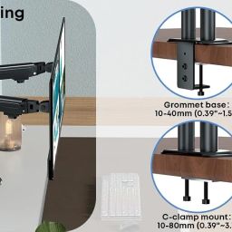 Dual Monitor Stand Mount with Gas Spring Monitor with Adjustable - Ergonomic Design Weight Support 9 kg Stand (Normal) image 5