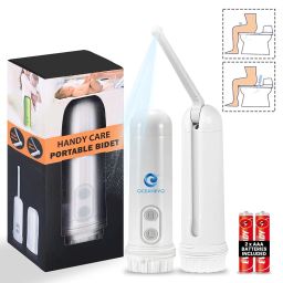 Oceanevo Refillable Portable Jet Spray for Toilet for Travel with Adjustable Nozzle and 2 x AAA Batteries Included , Handheld Portable Bidet Spray with High Low Spray Modes , Health Faucet - White image 1