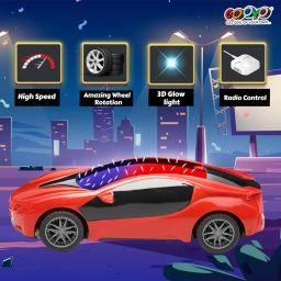 Gooyo 6328-2 Battery Operated 3D Lights Famous Remote Control High Speed Racing Car Toy for Kids | Red Color, Power Source: 3xAA Battery in Car & 2xAA Battery in Remote Controller (Not Included) image 4