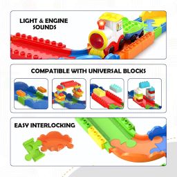 Mirana Block Rider Toy Train Set with Colorful & Multiple Track Layout, USB Rechargeable Type-C Engine, Various Sound Modes - Vande Bharat, Rajdhani, Delhi Metro, Kids 2-8 Years (Basic - 47 Pcs) image 3