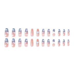 Secret Lives Glossy Reusable Artificial Translucent Purple Color with Cloud Patches & 3D Bow Stud and Heart Design Press on Nails with Kit image 1
