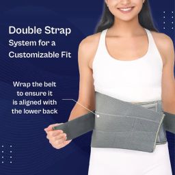 Tata 1mg Lumbar Sacral Belt For Back Sprains, Strains, & Muscle Spasms, Unisex With 5 Flexible Splints for Lower Back Support, (Fits 30-44 inches Waist Size),Pack Of 1 image 1