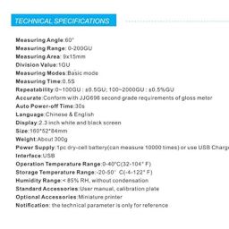 Gloss Meter by 3NH technology YG60S (60 degree gloss measurement) image 3