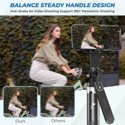 Kratos K5 Selfie Stick Tripod with Balance Handle, 64 inch & Stable 4 Leg Design,Recharable BT Remote, Long Tripod Stand for 360° Rotation Panoramic Shoot, Made for Phones,Ring Light, Gopro,Camera image 2