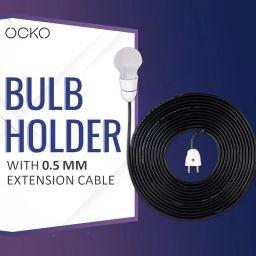 Ocko Bulb Holder with 0.5 MM Extension Cable with Flexible Wire & 2-Pin Plug for Multipurpose use (2 Meter) image 2