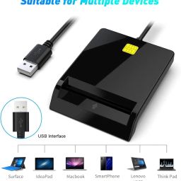 Azonee Smart Card Reader USB for Bank, SIM, Chip, IC, CAC Cards - Plug & Play Compatible With Windows, Linux, Mac OS 10.5 and Above image 1