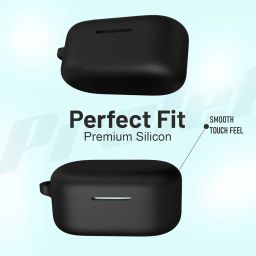 Prolet Earphone Case Cover Compatible for OnePlus Nord Buds 2R, Soft Silicone Skin Case Cover Shock-Absorbing Protective Case with Keychain [Front LED Visible]-Black image 2