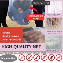 RMD Central Mosquito Net for Double Bed | Foldable Net for Bed for Mosquito Protection | White | Breathable Sleeping Polycotton Machardani Net for Bed King Size with LxWxH 6 X 6 X 5 Feet Frame image 4