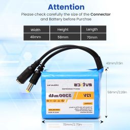 Evtics® 12V Li-ion Battery Pack 5200mAh 3S 18650 Rechargeable Lithium-ion Battery (11.1V–12.6V) for Power Banks IoT Devices Bluetooth Speakers Robotics & Industrial Applications (5200mAh) image 4