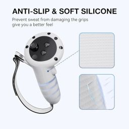 Careflection VR Controller Grips Cover for Meta Quest 3 Accessories, Silicone Controller Protector for Oculus Quest3 Controllers Grips, Soft Grips Skin with Adjustable Strap (White) image 2