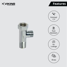 Viking Brass Tee Connector | 15mm (1/2") Inner & Outer Thread | Polished CP Finish | Multi-Functional 3-Way Pipe Fitting for Water Supply image 2
