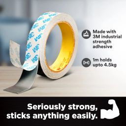 3M Scotch Double Sided Foam Tape for mounting of extension cords, décorative and electronic items on multiple surfaces( walls, tiles, wooden surfaces, car dashboard) image 4