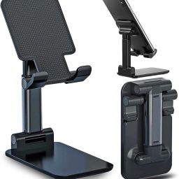 STRIFF Phone Stand Mobile Stand Foldable Tablet Mobile Tabletop Stand Holder - Angle-Height Adjustable Desk Cell Phone Holder Anti-Slip Compatible with Smartphones/iPad Mini/Game/Kindle/Tablet(4-10") image 1