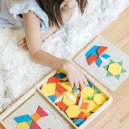 Melissa & Doug Kids Pattern Blocks And Boards Classic Toy (Developmental Toy, Wooden Shape Blocks, Double-Sided Boards, 120 Shapes & 5 Boards) image 5