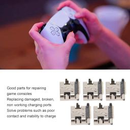Yoidesu 5PCs Replacement Charging Port Assembly for PS5 Controller, Repair Part USB C Adaptor Charger Socket image 1