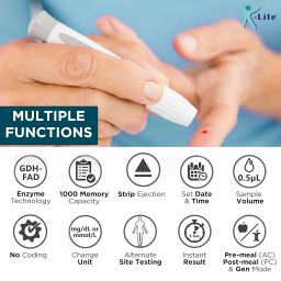K-Life Gluneo lite Fully Automatic Blood Glucose Sugar Testing Machine with 100 Strips (black) image 2