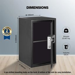 Ozone 55 Litres Digital Safe Locker for Home & Office – Digital Lock, 1-Way Unlocking (Password), Size: 555H x 350W x 360D mm, Weight: 23.8kg, 2-Year Warranty image 5
