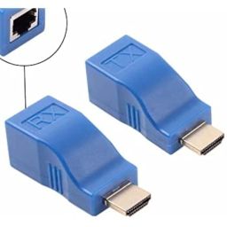 HDMI Extender 30m to RJ45 LAN Ethernet Port 4k HDMI Network Transmitter (TX, Input) Receiver (RX, Output) Adapter Dongle Converter Over Cat5e Cat6 Cable for HDTV 1080P-Blue image 2