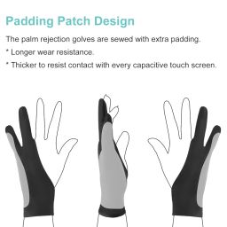 Mixoo Artists Gloves 2 Pack - Palm Rejection Gloves with Two Fingers for Paper Sketching, iPad, Graphics Drawing Tablet, Suitable for Left and Right Hand (Small) image 2